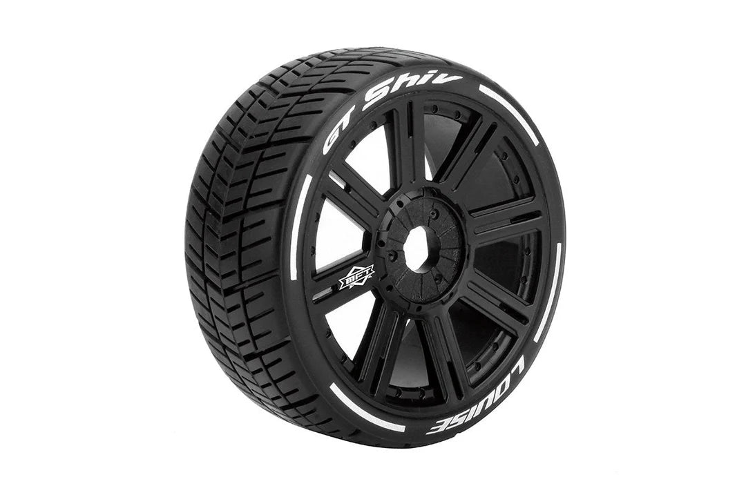 Louise Tires & Wheels 1/8 GT-SHIV Soft Spoke/Black HEX 17mm Belted (MFT) (2)