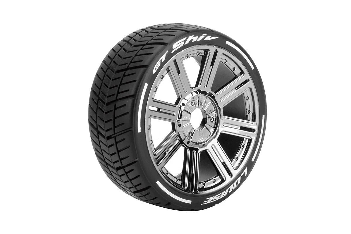 Louise Tires & Wheels 1/8 GT-SHIV Soft Spoke/Black Chrome HEX 17mm Belted (MFT) (2)