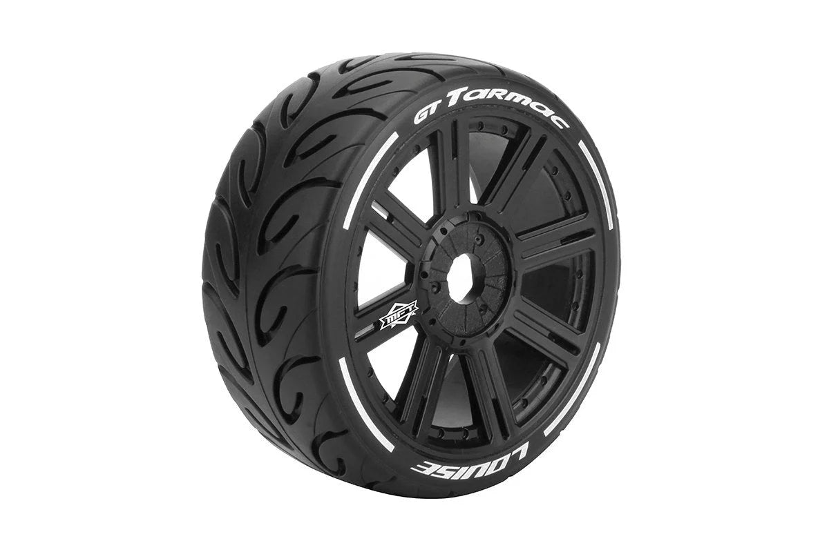 Louise Tires & Wheels 1/8 GT-TARMAC Soft Spoke/Black HEX 17mm Belted (MFT) (2)