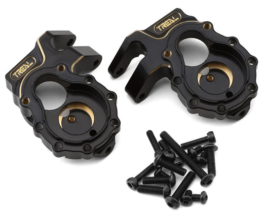 Treal Hobby Brass Steering Knuckles Portal Covers for Traxxas TRX-4 (Black) (2) (67g)