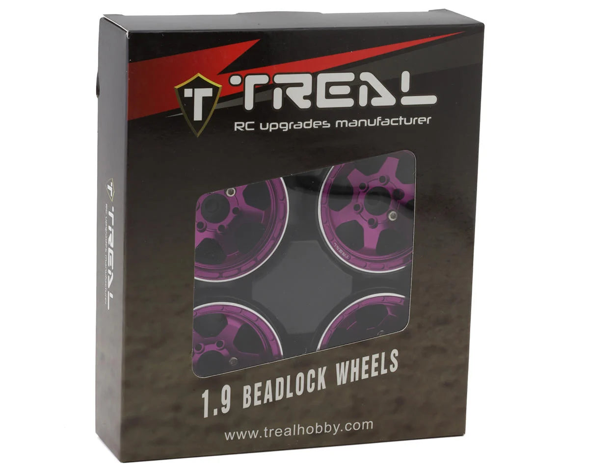 Treal Hobby Type H 1.9" 6-Spoke Beadlock Wheels (Purple) (4)