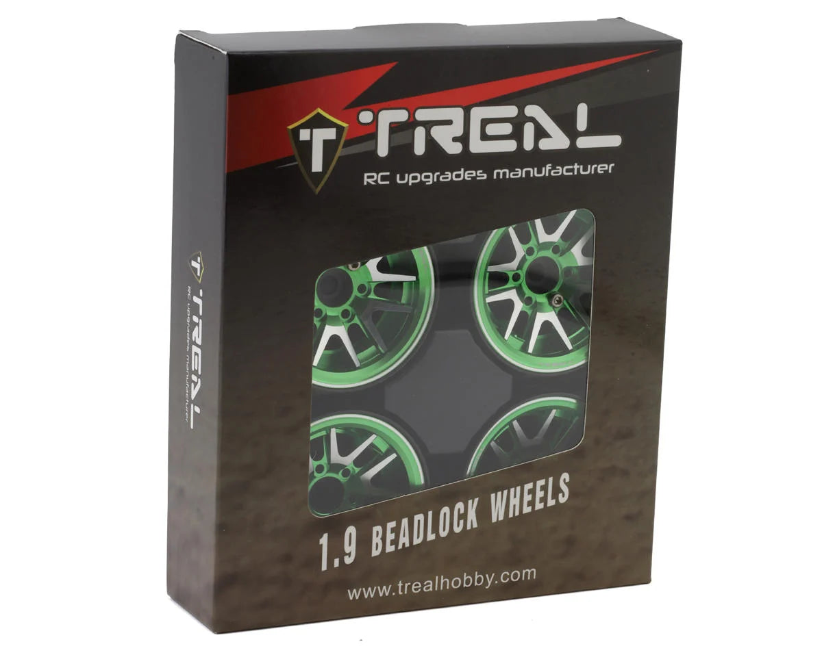 Treal Hobby Type L 1.9" V-Spoke Beadlock Wheels (Green) (4)