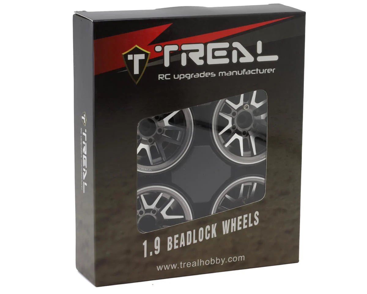 Treal Hobby Type L 1.9" V-Spoke Beadlock Wheels (Titanium) (4)