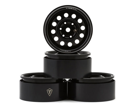 Treal Hobby Type I 1.9" Vintage 12-Hole Beadlock Wheels (Black) (4)