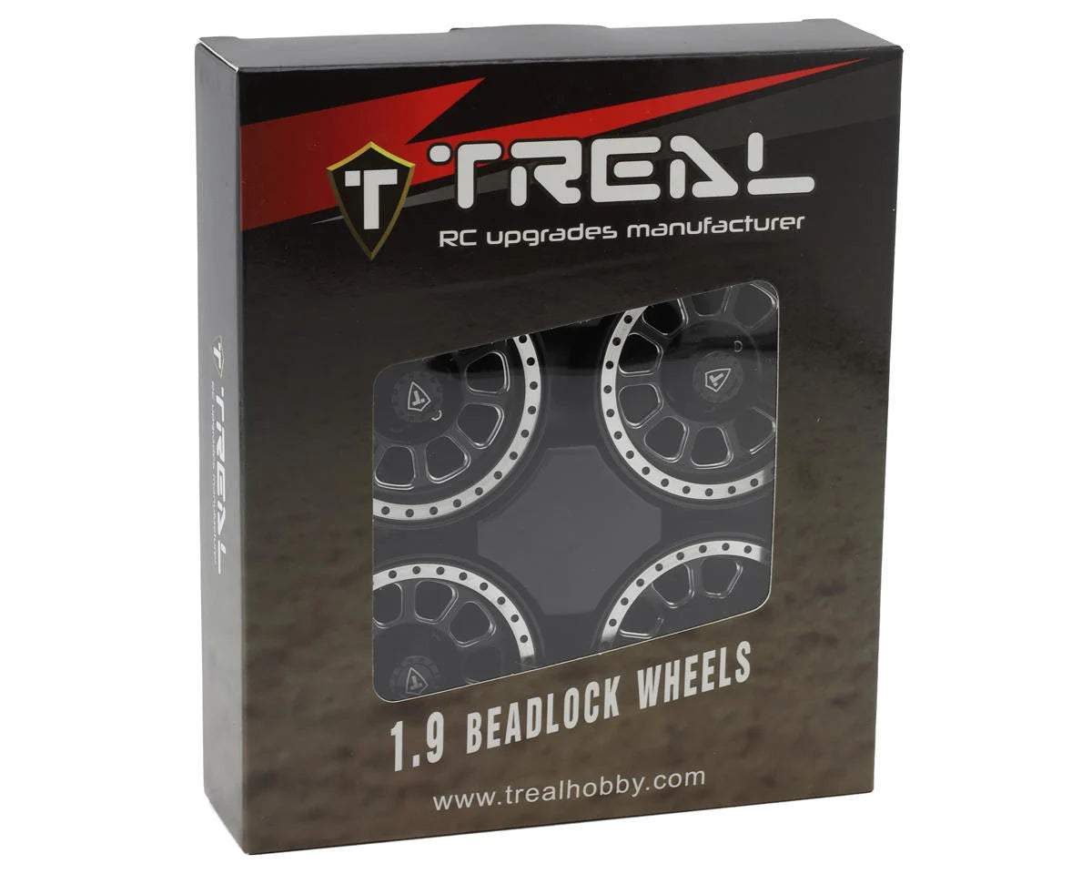 Treal Hobby Type V2 1.9" Beadlock Wheels (Black/Silver) (4)