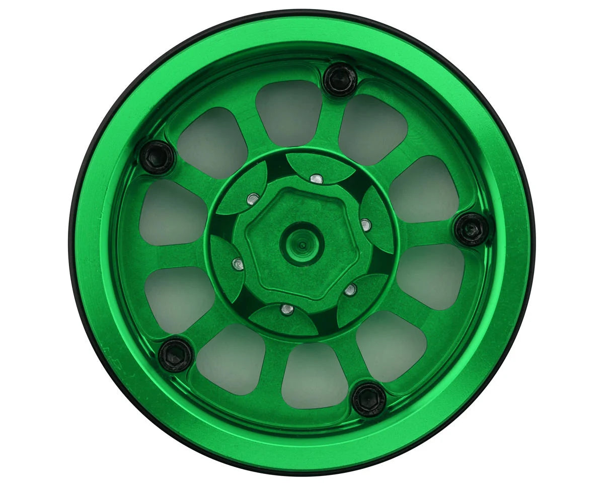 Treal Hobby Type V2 1.9" Beadlock Wheels (Green/Silver) (4)