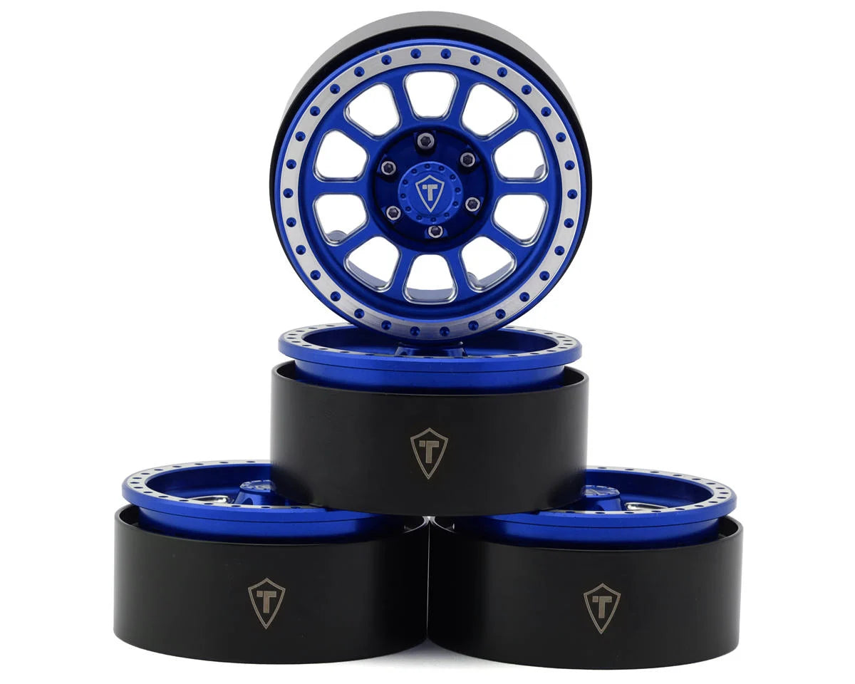 Treal Hobby Type V2 1.9" Beadlock Wheels (Blue/Silver) (4)