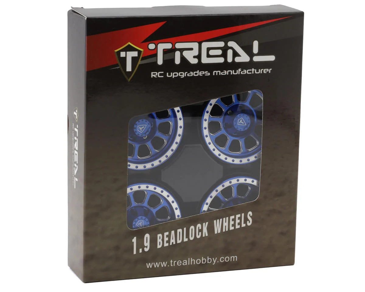 Treal Hobby Type V2 1.9" Beadlock Wheels (Blue/Silver) (4)