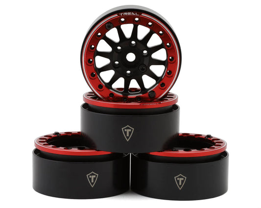 Treal Hobby Type D 1.9" 12-Spoke Beadlock Wheels (Black/Red) (4)