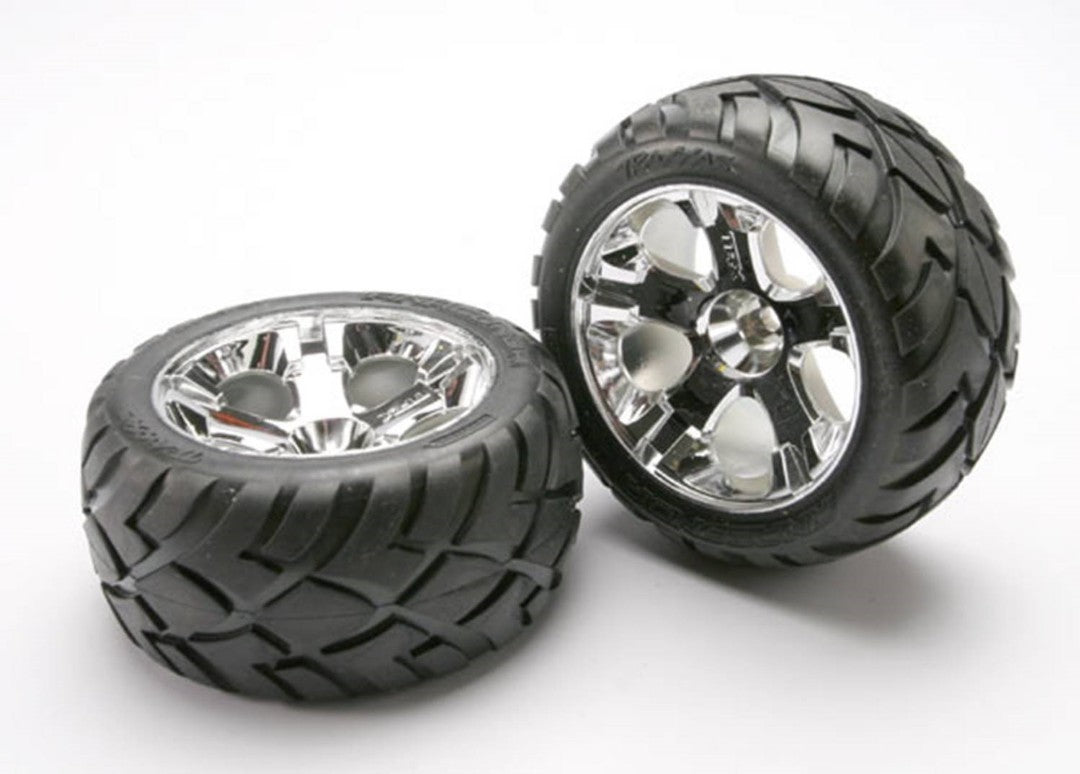 Traxxas Anaconda Tires w/All-Star Front Wheels (2) (Jato) (Chrome) (Standard)