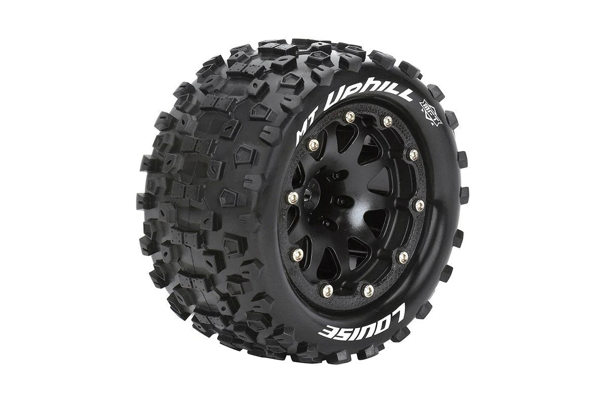 Louise Tires & Wheels Beadlock 2.8" 1/10 MT-UPHILL Soft Black Arrma offset HEX 14mm Belted (MFT) (2)