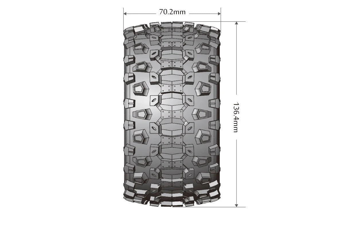 Louise Tires & Wheels Beadlock 2.8" 1/10 MT-UPHILL Soft Black Arrma offset HEX 14mm Belted (MFT) (2)