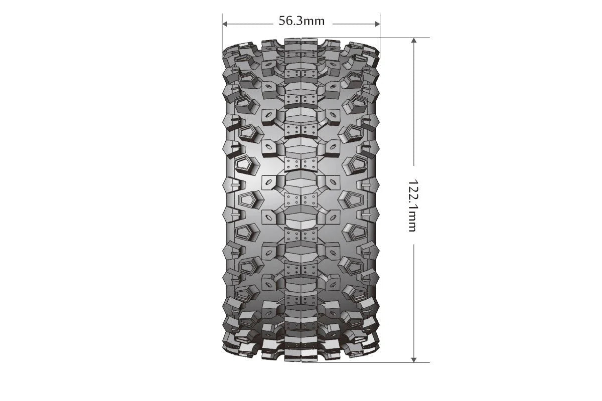 Louise Tires & Wheels Beadlock 2.8" 1/10 ST-UPHILL Soft Black Arrma offset HEX 14mm Belted (MFT) (2)