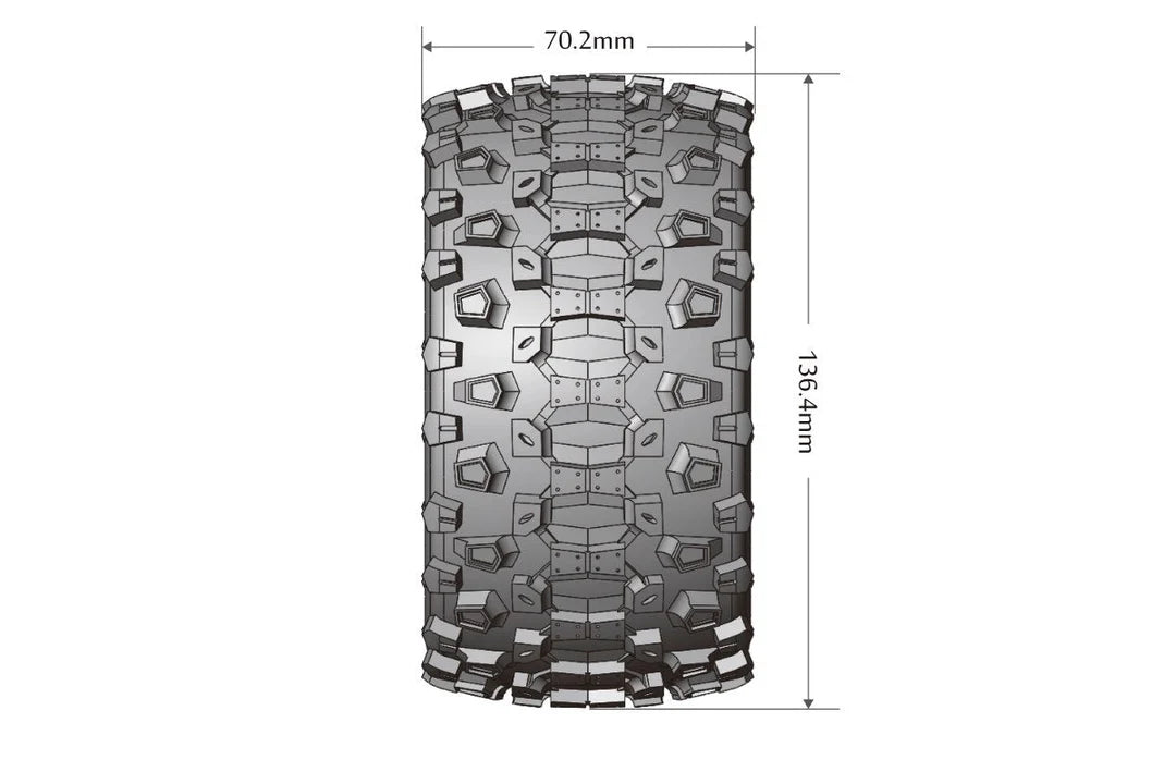 Louise Tires & Wheels Beadlock 2.8" 1/10 MT-UPHILL Soft Black Chrome 0 offset HEX 12mm Belted (MFT) (2)