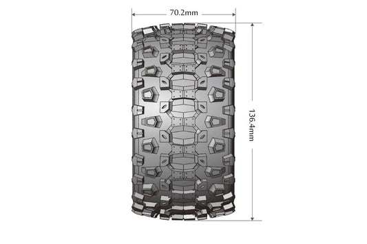 Louise Tires & Wheels Beadlock 2.8" 1/10 MT-UPHILL Soft Black Chrome 1/2 offset HEX 12mm Belted (MFT) (2)