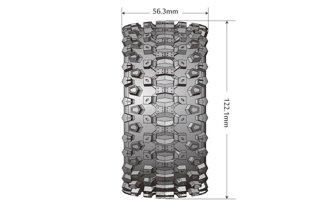 Louise Tires & Wheels Beadlock 2.8" 1/10 ST-UPHILL Soft Black 0 offset HEX 12mm Belted (MFT) (2)