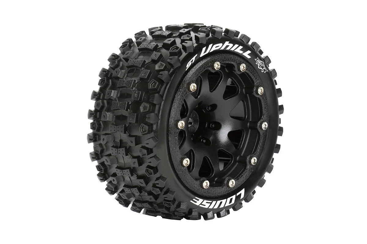 Louise Tires & Wheels Beadlock 2.8" 1/10 ST-UPHILL Soft Black Arrma offset HEX 14mm Belted (MFT) (2)