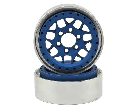 Vanquish Products KMC XD127 Bully 1.9" Beadlock Crawler Wheels (Blue) (2)