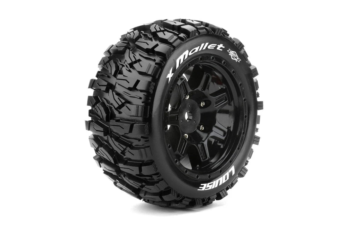 Louise Tires & Wheels X-MALLET on Black Wheels for ARRMA Kraton 8S (MFT) (2) Belted