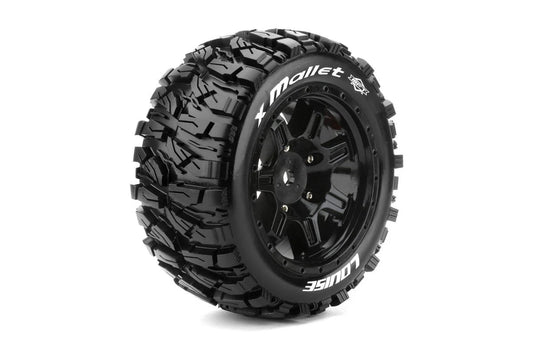 Louise Tires & Wheels X-MALLET on Black Wheels for ARRMA Kraton 8S (MFT) (2) Belted