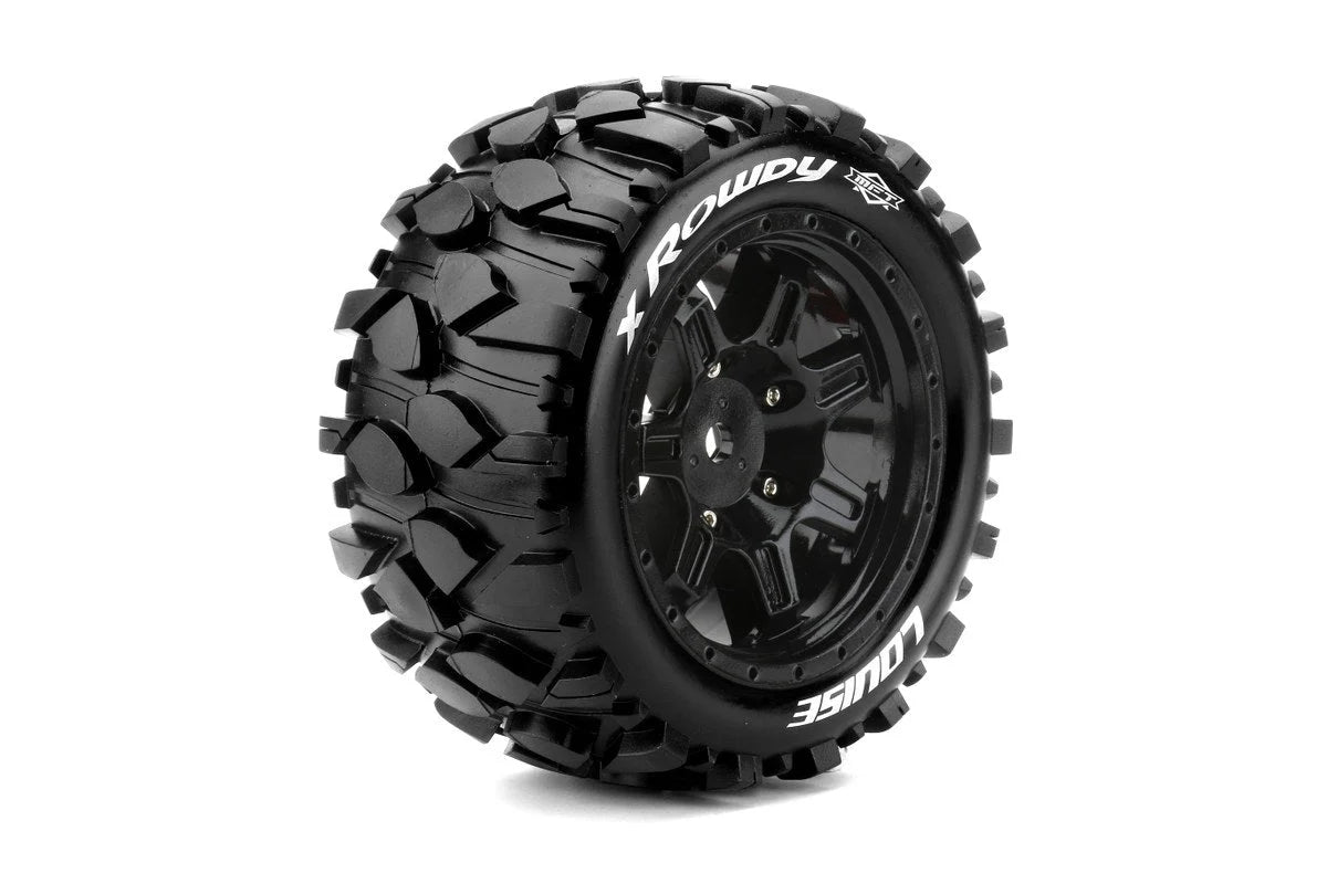 Louise Tires & Wheels X-ROWDY on Black Wheels for ARRMA Kraton 8S (MFT) (2) Belted