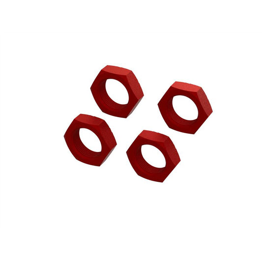 Aluminum Wheel Nut 24mm, Red (4)