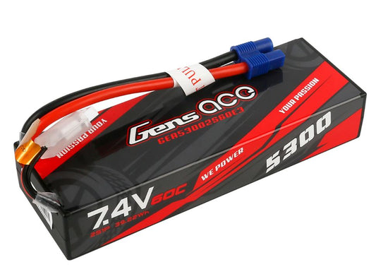 Gens Ace 2S 5300mAh 60C Hard Case LiPo Battery - EC3 Plug