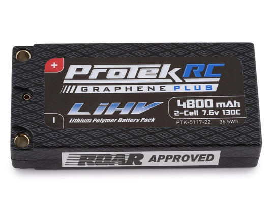 ProTek RC 2S 130C Low IR Si-Graphene + HV LCG Shorty LiPo Battery (7.6V/4800mAh) w/5mm Connectors (ROAR Approved)