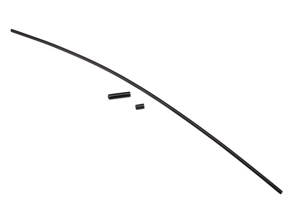 Traxxas Antenna, tube, black (1)/ vinyl antenna cap (1)/ wire retainer (1)