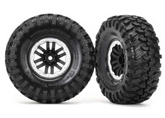 Traxxas Tires and wheels, assembled, glued (TRX-4 satin beadlock wheels, Canyon Trail 1.9" tires) (2)